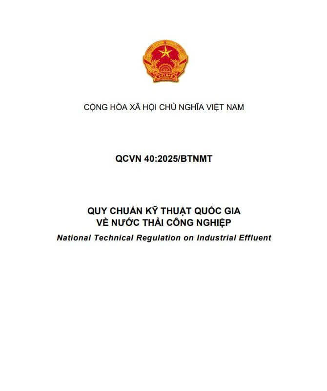 QCVN 40:2025/BTNMT – Quy chuẩn kỹ thuật quốc gia về nước thải công nghiệp mới nhất 2025 2 QCVN 40 QUY CHUAN NUOC THAI CONG NGHIEP MOI NHAT NAM 2025