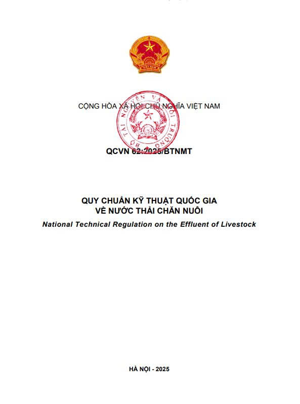 QCVN 62:2025/BTNMT - Quy Chuẩn Nước Thải Chăn Nuôi Mới Nhất 2025 1 QCVN 62:2025/BTNMT quy chuẩn kỹ thuật quốc gia về nước thải chăn nuôi