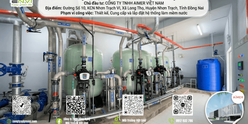 Hệ thống làm mềm nước cho Nhà máy Công ty TNHH AIMER Việt Nam