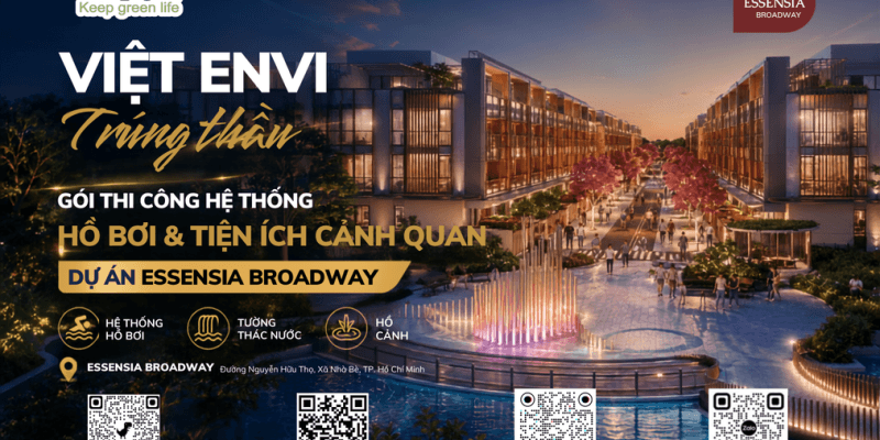 VIỆT ENVI THI CÔNG HỆ THỐNG HỒ BƠI DỰ ÁN ESSENSIA BROADWAY